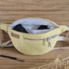 Banane 2 zips à rayures jaunes et blanches, doublure blanche sur le site Johanna Créations