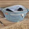 Banane 2 zips Vichy vert foncé, doublure blanche sur le site Johanna Créations