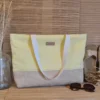 sac de plage taille moyenne, sac cabas, grand sac, rayures jaunes, rayé, Johanna Créations, artisanant, fait main, Challain la potherie