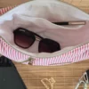 Intérieur du sac demi-lune rayé rose, doublure blanche – sur le site Johanna Créations
