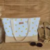 sac de plage taille moyenne à motifs citron, sac cabas, grand sac, été, artisanat, fait-main, Johanna Créations, Challain la Potherie, Anjou
