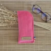 Etui à lunettes 2 Étui à lunettes rose pamplemousse en velours côtelé avec lunettes de vue sur le site Johanna Créations