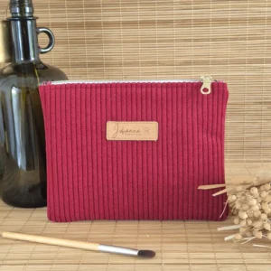 Trousse plate lie de vin Trousse plate velours côtelé lie de vin sur le site Johanna Créations