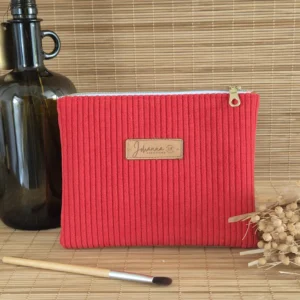 Trousse plate rouge Trousse plate velours côtelé rouge tomate – sur le site Johanna Créations