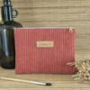 Trousse plate velours côtelé terracotta – sur le site Johanna Créations