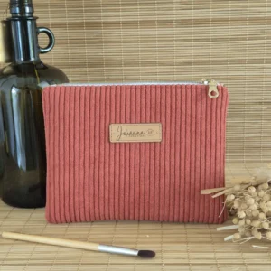 Trousse plate terracotta Trousse plate velours côtelé terracotta – sur le site Johanna Créations