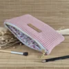 Trousse plate vieux rose 2 Trousse plate rose poudré en velours côtelé, doublure fleurie – sur le site Johanna Créations